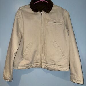 Brandy Melville Cream Bomber Jacket with Brown Collar